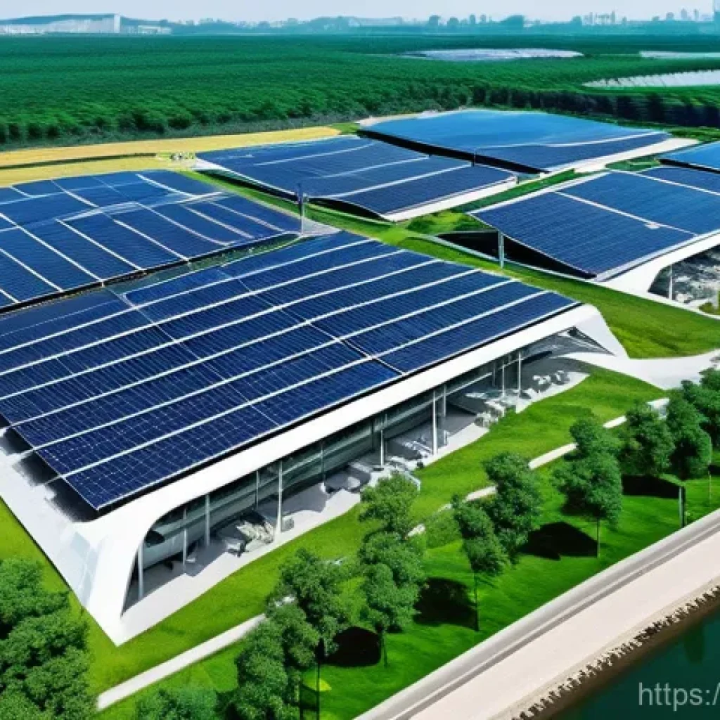 탄소예산의 미래 전망 및 전략 - **A Korean industrial complex transforming into a carbon-neutral smart city.** Factories with sleek,...