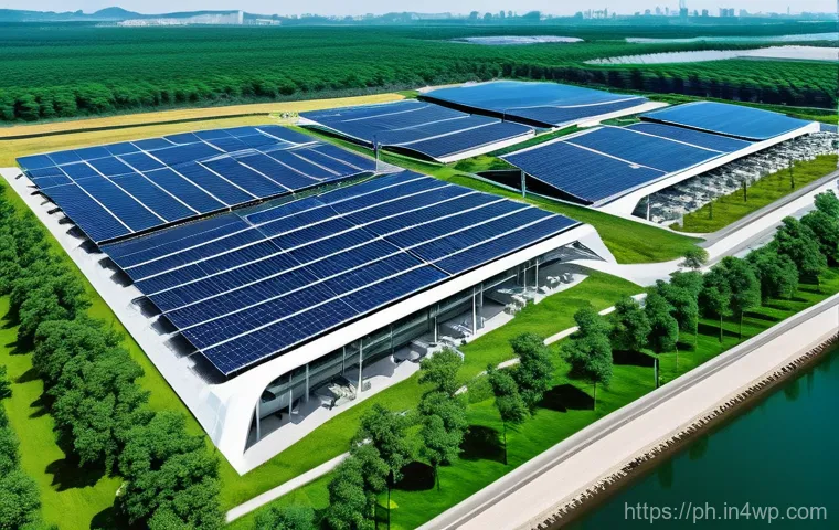 탄소예산의 미래 전망 및 전략 - **A Korean industrial complex transforming into a carbon-neutral smart city.** Factories with sleek,...