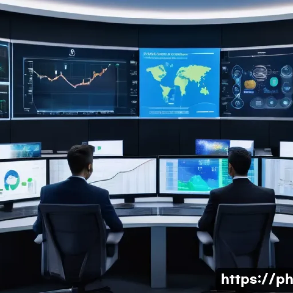 탄소예산 설계의 주요 이슈 및 과제 - A futuristic control room featuring diverse international scientists and engineers monitoring real-t...
