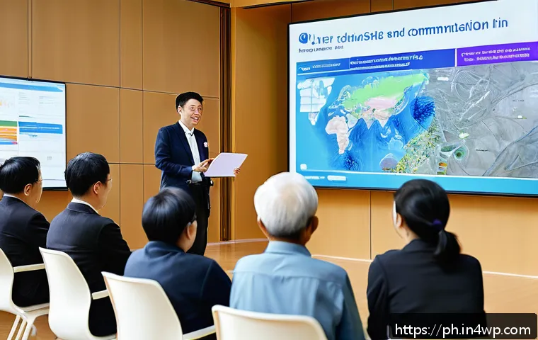탄소예산을 통한 지역 사회의 참여 증진 - A vibrant community meeting in a modern multipurpose hall where diverse local residents, including e...