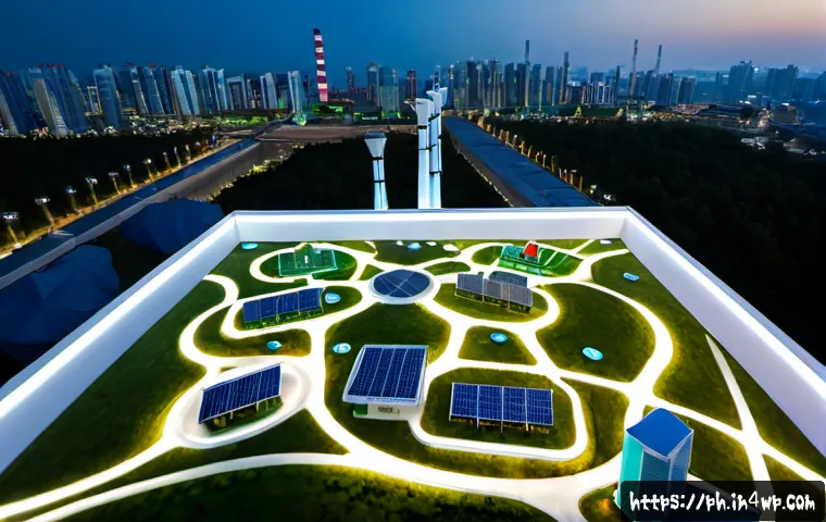 탄소예산 설계를 위한 혁신적 도구 - Photorealistic sustainable urban planning laboratory, diverse climate scientists gathered around a l...